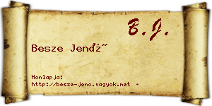 Besze Jenő névjegykártya